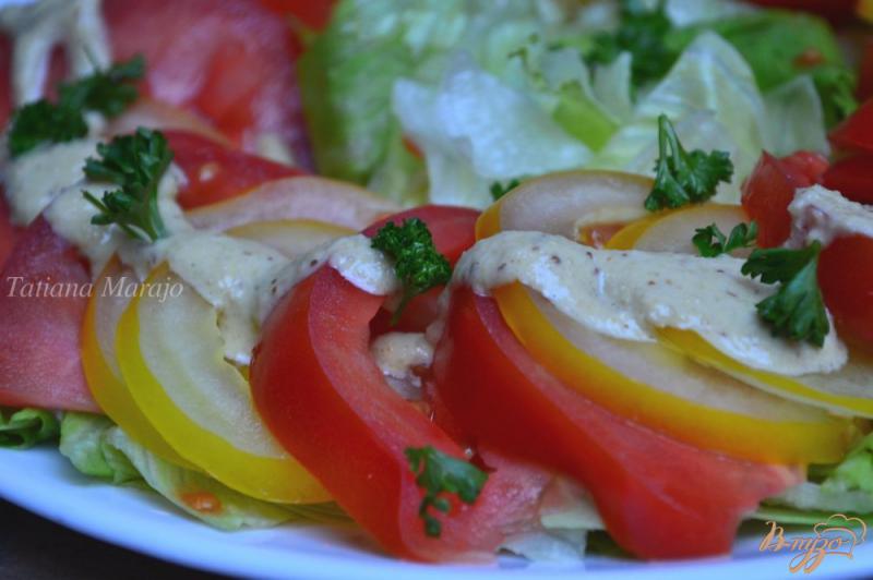 Фото приготовление рецепта: Овощной салат с ореховым соусом шаг №6