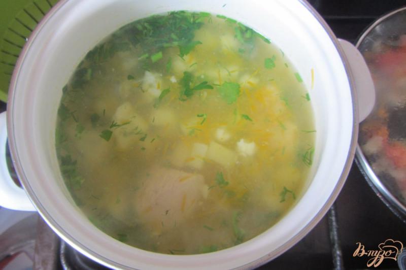 Фото приготовление рецепта: Суп со цветной капустой и индюшкой без зажарки шаг №9