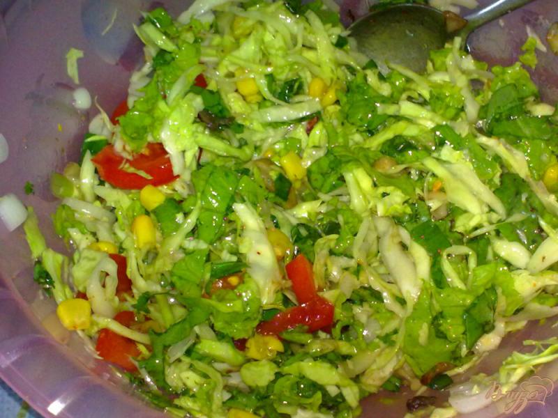 Фото приготовление рецепта: Салат с капустой и грибами «Витаминный» шаг №7
