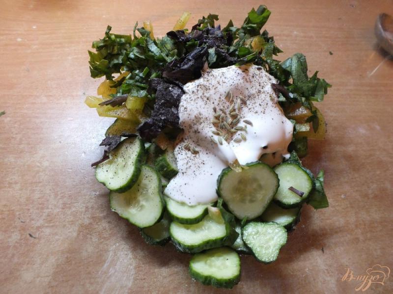 Фото приготовление рецепта: Салат огуречный  с фенхелем шаг №6