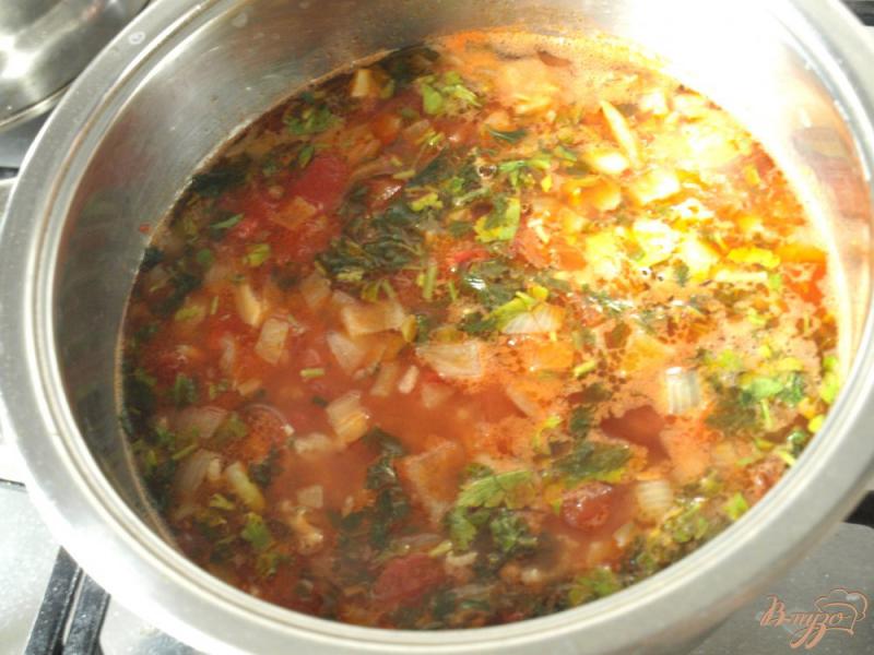 Фото приготовление рецепта: Рисовый суп с чечевицей и томатами шаг №5
