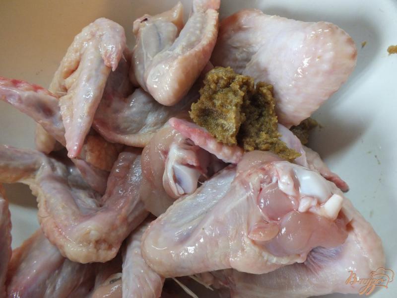 Фото приготовление рецепта: Острые куриные крылья на мангале шаг №4