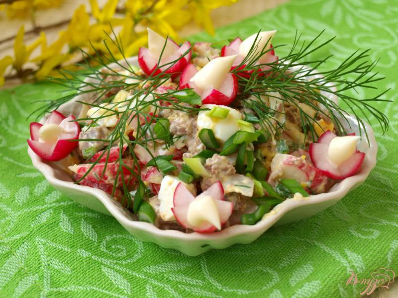 Фото приготовление рецепта: Мясной салат с редисом шаг №5