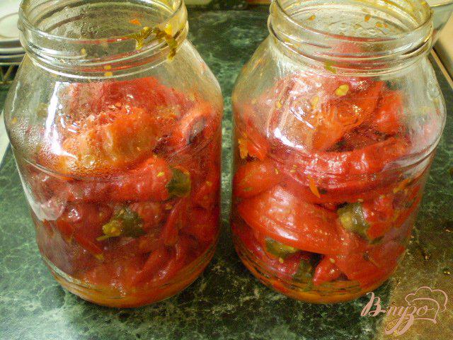 Фото приготовление рецепта: Горький перец в томате с чесноком и зеленью шаг №7