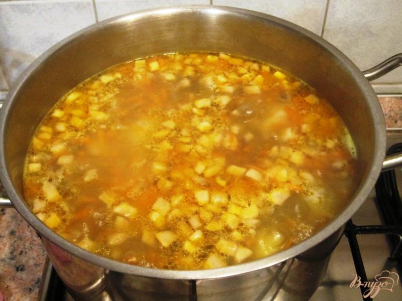 Фото приготовление рецепта: Грибной суп с маслинами шаг №9