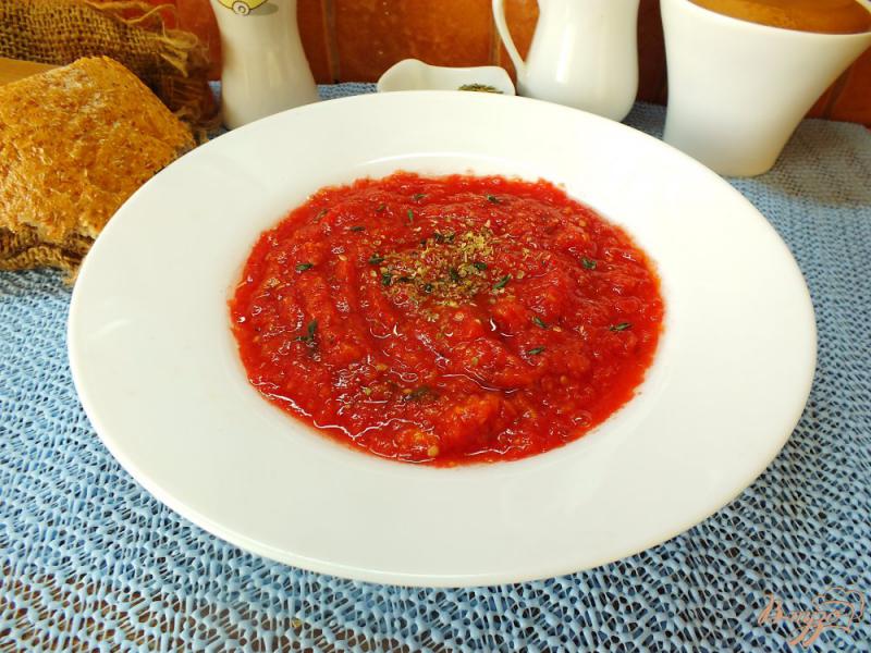 Фото приготовление рецепта: Холодный томатный суп с печеной тыквой шаг №9