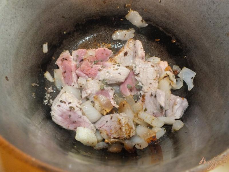 Фото приготовление рецепта: Мясо тушеное с луком и салом шаг №6