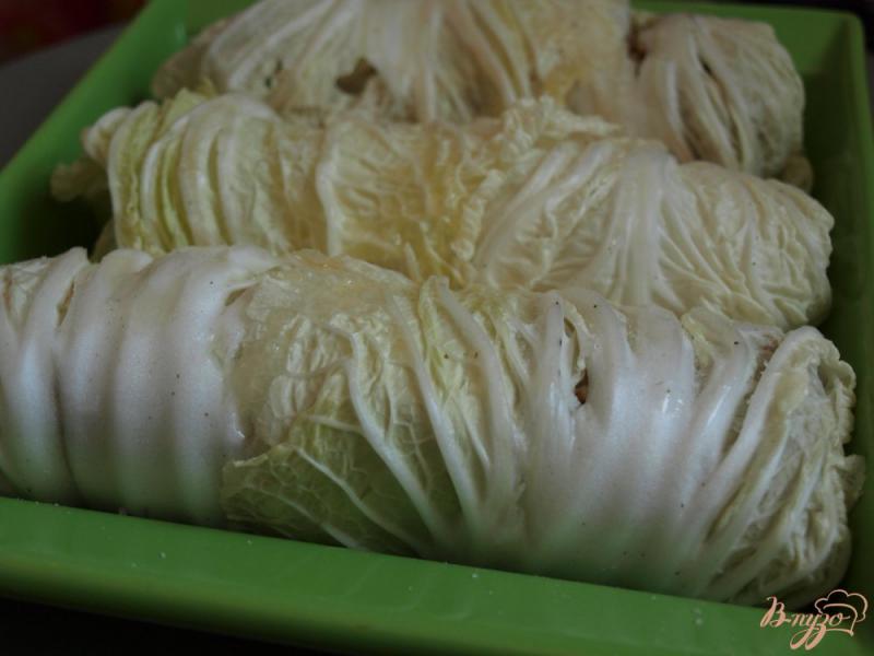Фото приготовление рецепта: Рулеты из пекинской капусты с гречкой шаг №5