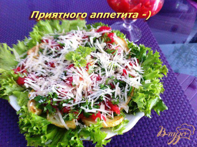 Фото приготовление рецепта: Закуска из кабачков, помидоров и сыра Джугас шаг №8