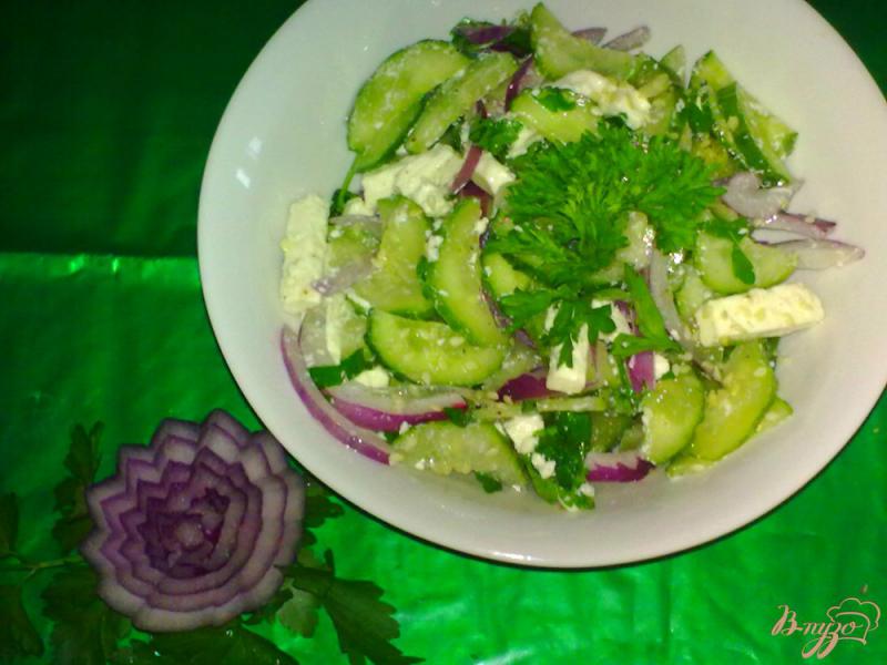 Фото приготовление рецепта: Салат из огурцов с фетой шаг №6