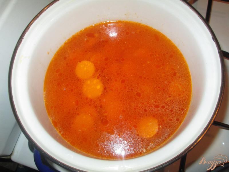 Фото приготовление рецепта: Быстрый суп с сосисками шаг №5