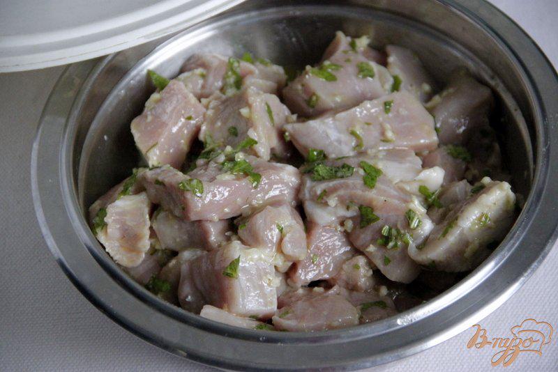Фото приготовление рецепта: Свинина в мятно-чесночном соусе шаг №3