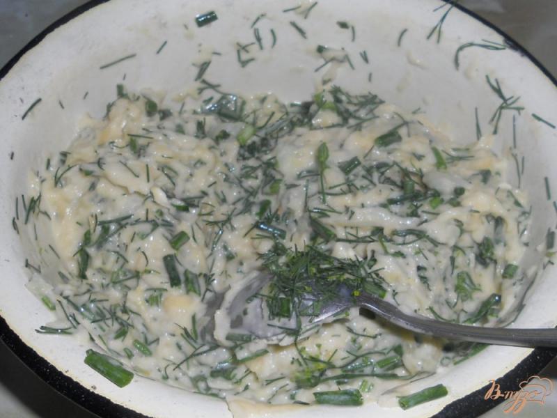 Фото приготовление рецепта: Кабачковые оладьи с зеленью шаг №8