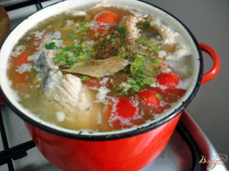 Фото приготовление рецепта: Рыбный суп с томатами шаг №7