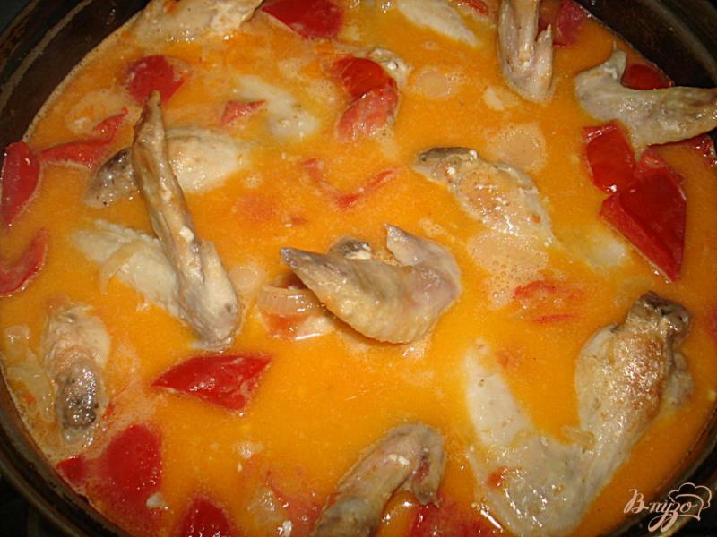 Фото приготовление рецепта: Куриные крылышки в соусе с овощами шаг №5