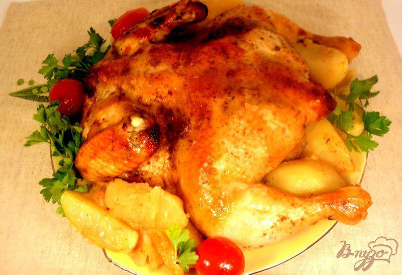 Фото приготовление рецепта: Курица, запеченная с соусом ткемали шаг №3