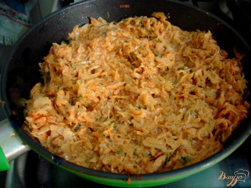 Фото приготовление рецепта: Капуста тушёная без мяса в томатно-сметанном соусе шаг №11