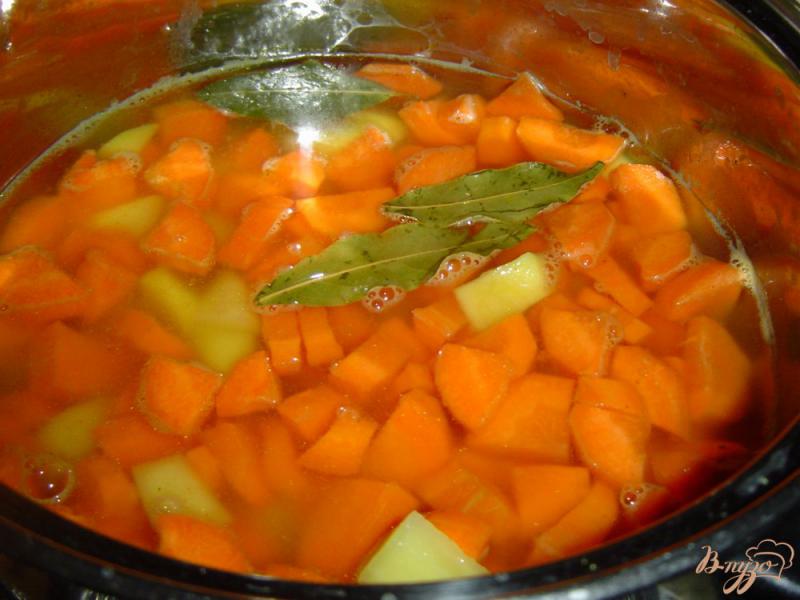 Фото приготовление рецепта: Морковный суп-пюре с зеленым луком (Сrema di carote all erba cipollina) шаг №3