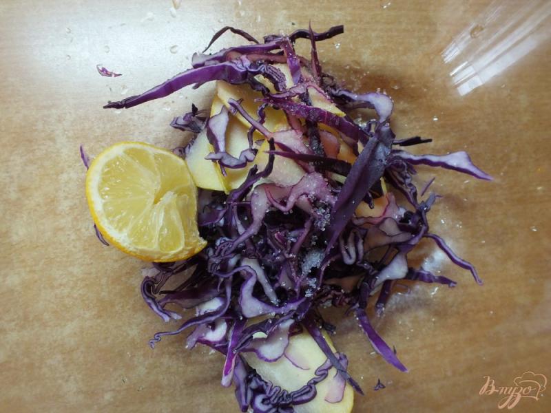 Фото приготовление рецепта: Салат из яблок с фиолетовой капустой шаг №3
