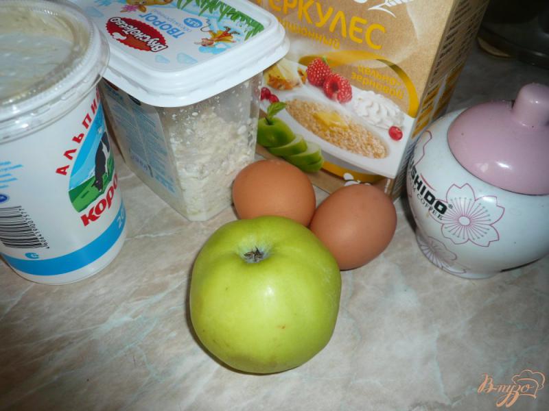Фото приготовление рецепта: Творожно-яблочная запеканка с овсяными хлопьями шаг №1