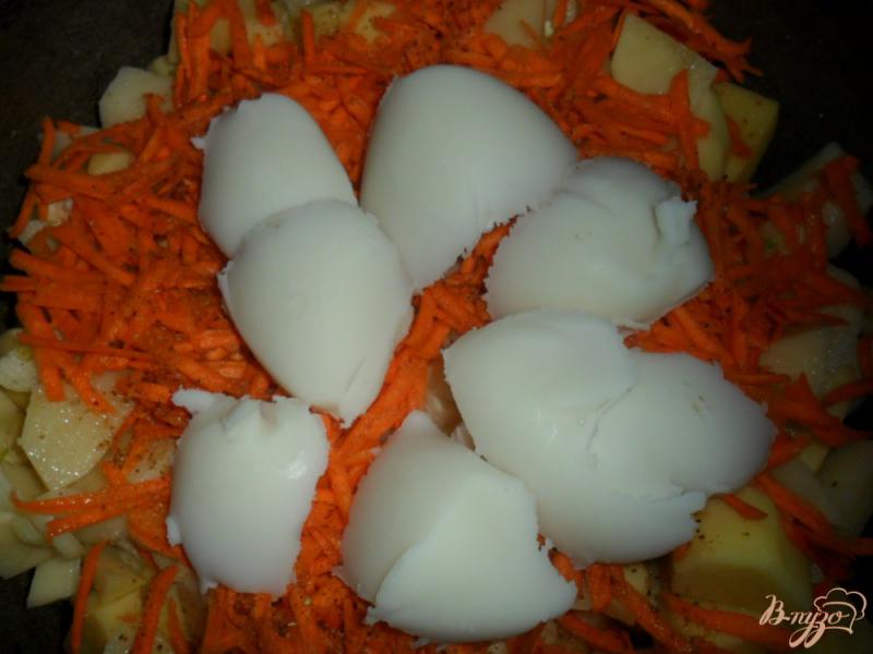 Фото приготовление рецепта: Тушеный картофель с смальцем и чесноком шаг №3