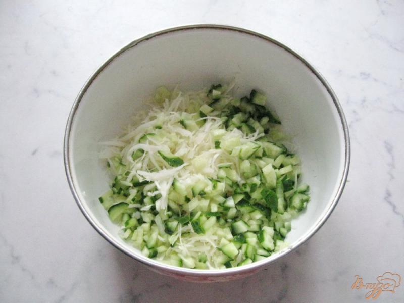 Фото приготовление рецепта: Салат  с огурцами и свежей капустой шаг №2