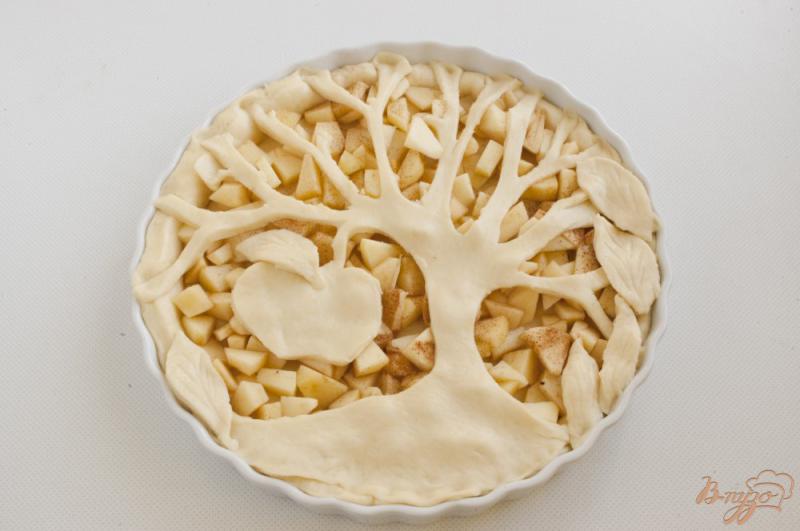 Фото приготовление рецепта: Пирог из дрожжевого теста с кусочками яблок шаг №9