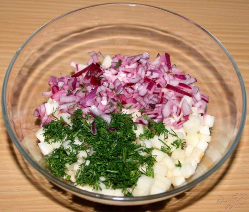 Фото приготовление рецепта: Волованы с мясным салатом шаг №8