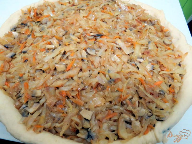 Фото приготовление рецепта: Пирог с капустой и грибами шаг №8