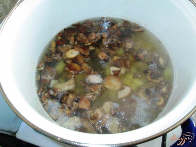 Фото приготовление рецепта: Суп из шампиньонов с лапшой шаг №4