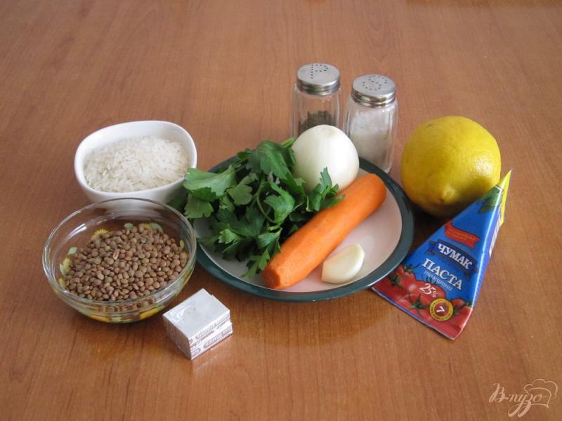 Фото приготовление рецепта: Суп с рисом и чечевицей шаг №1