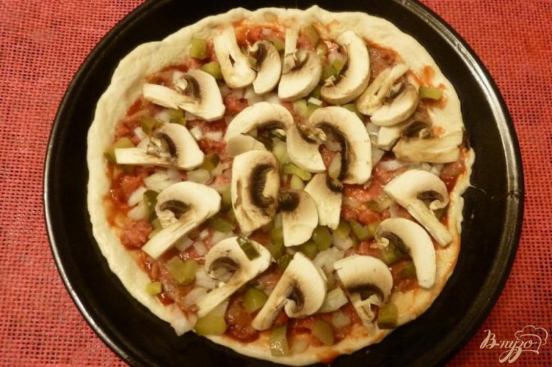 Фото приготовление рецепта: Пицца с куриным фаршем шаг №5
