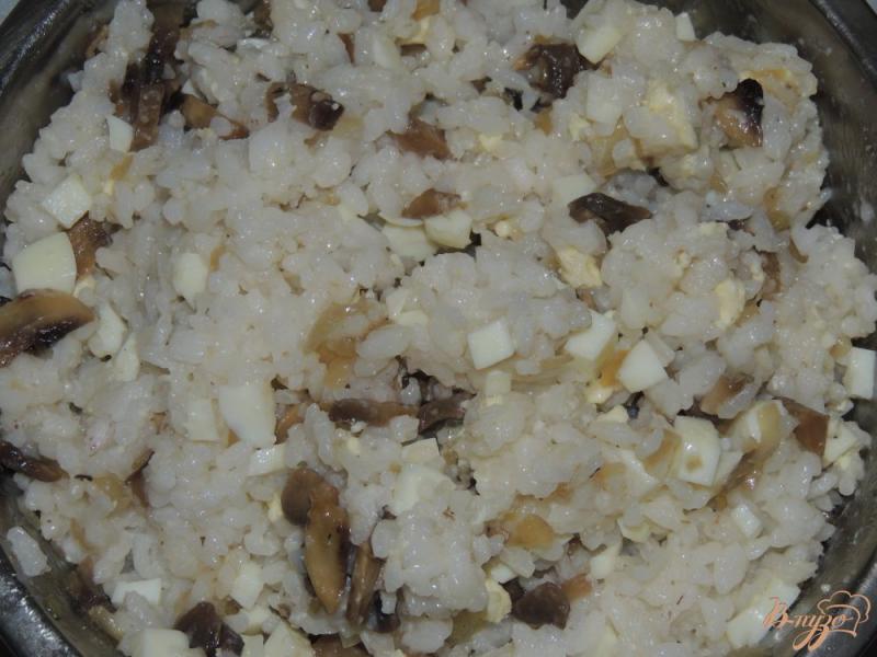 Фото приготовление рецепта: Мясной рулет с рисом и грибами шаг №3