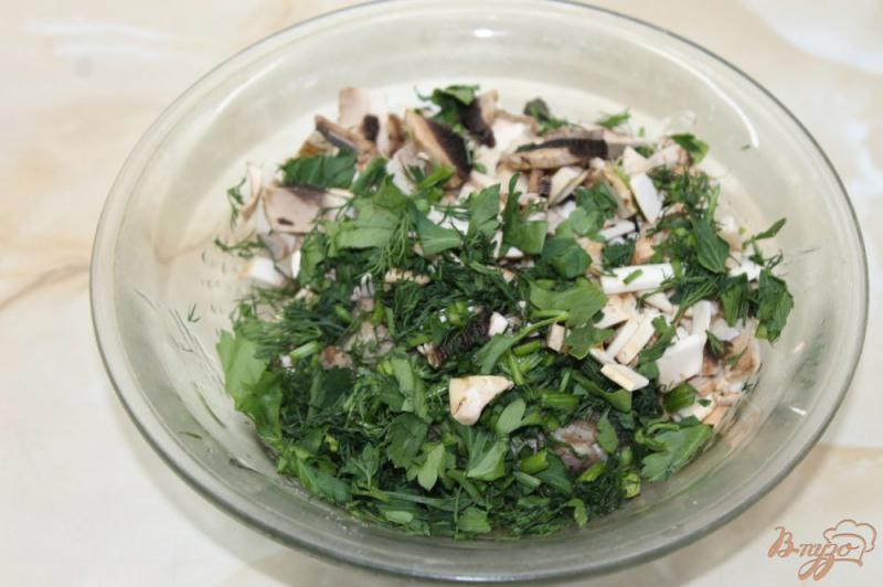 Фото приготовление рецепта: Чебуреки с грибами с зеленью и свининой шаг №5
