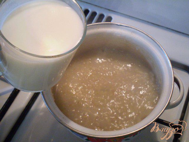 Фото приготовление рецепта: Молочная овсянка с яблоком шаг №3