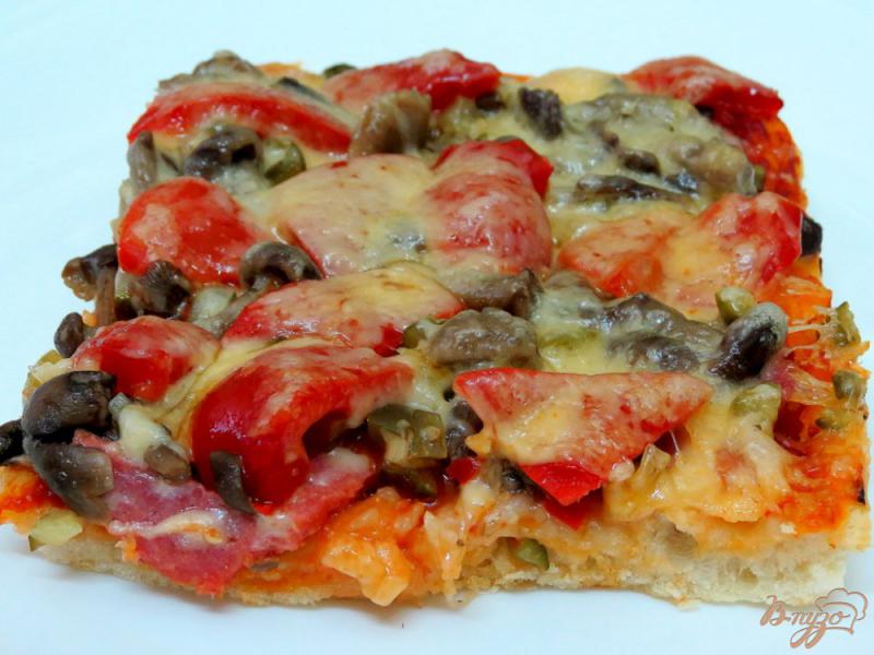 Фото приготовление рецепта: Пицца  с огурцами шаг №16