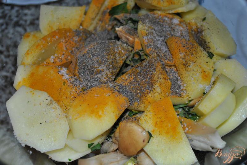Фото приготовление рецепта: Овощной гарнир с грибами вешенками шаг №9