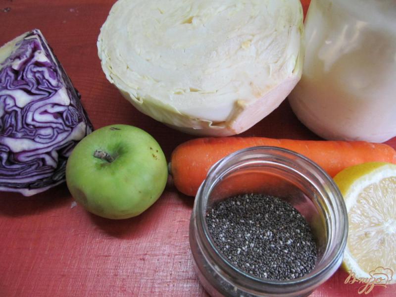 Фото приготовление рецепта: Салат из капусты с яблоком и семенами чиа шаг №1
