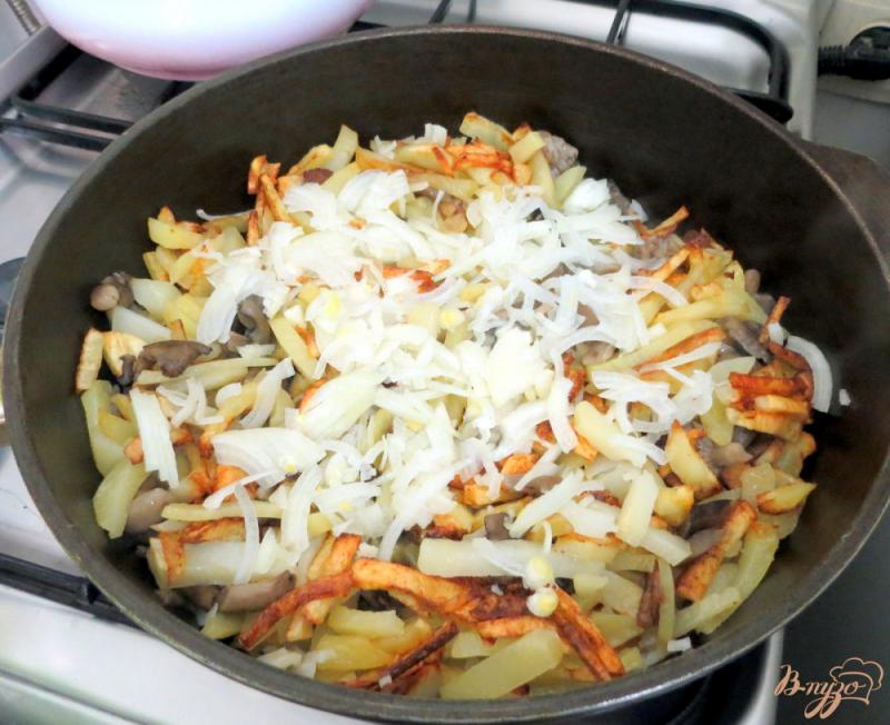 Фото приготовление рецепта: Картофель жареный с грибами и луком шаг №8