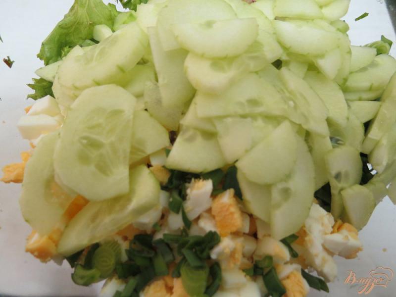 Фото приготовление рецепта: Салат из ботвы редиса, огурца и редиса шаг №10
