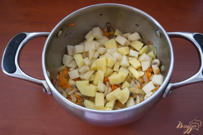 Фото приготовление рецепта: Грибной суп в одной кастрюле шаг №4