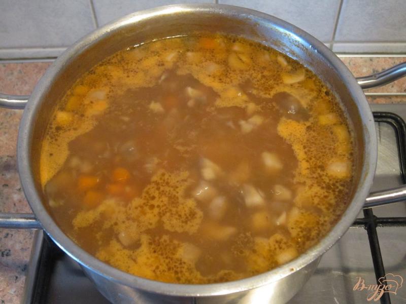 Фото приготовление рецепта: Суп с помидорами и грибами шаг №10