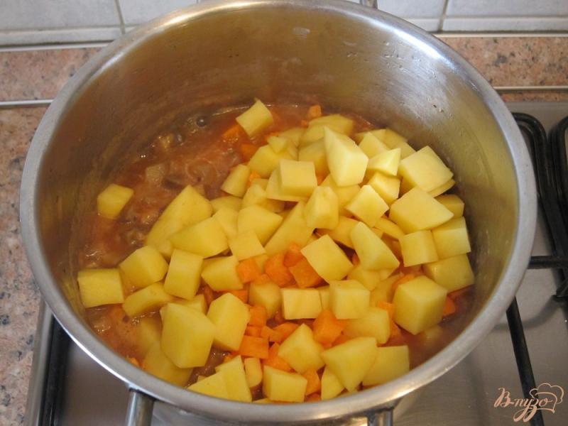 Фото приготовление рецепта: Суп с помидорами и грибами шаг №9