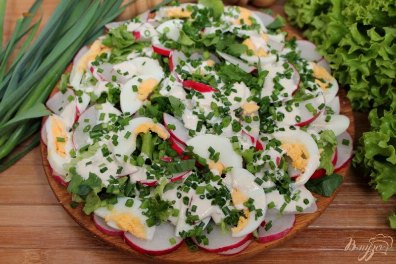Фото приготовление рецепта: Весенний салат с редисом шаг №6