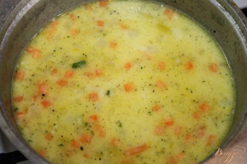 Фото приготовление рецепта: Сливочный суп с луком пореем и курицей шаг №9