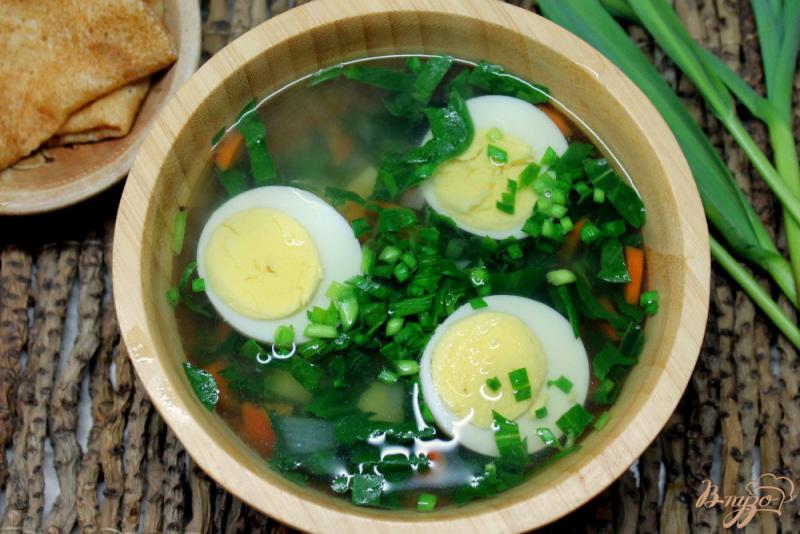Фото приготовление рецепта: Зеленый суп с крапивой и шпинатом шаг №7