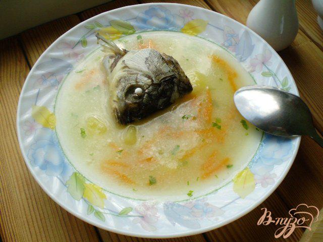 Фото приготовление рецепта: Суп с голов рыбных с манкой шаг №9