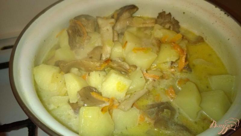 Фото приготовление рецепта: Картофель с грибами и сливками шаг №6