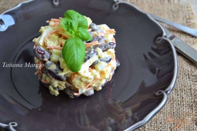 Фото приготовление рецепта: Салат из цветной капусты с фасолью шаг №5