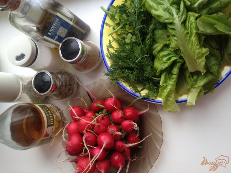 Фото приготовление рецепта: Салат с редисом и зеленью шаг №1